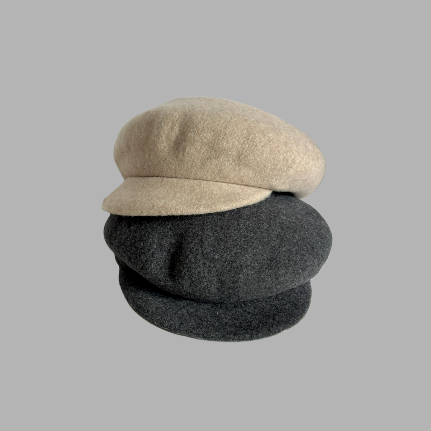 韩版高品质保暖秋冬女士帽子灰色羊绒羊毛混纺画家帽鸭舌帽八角帽