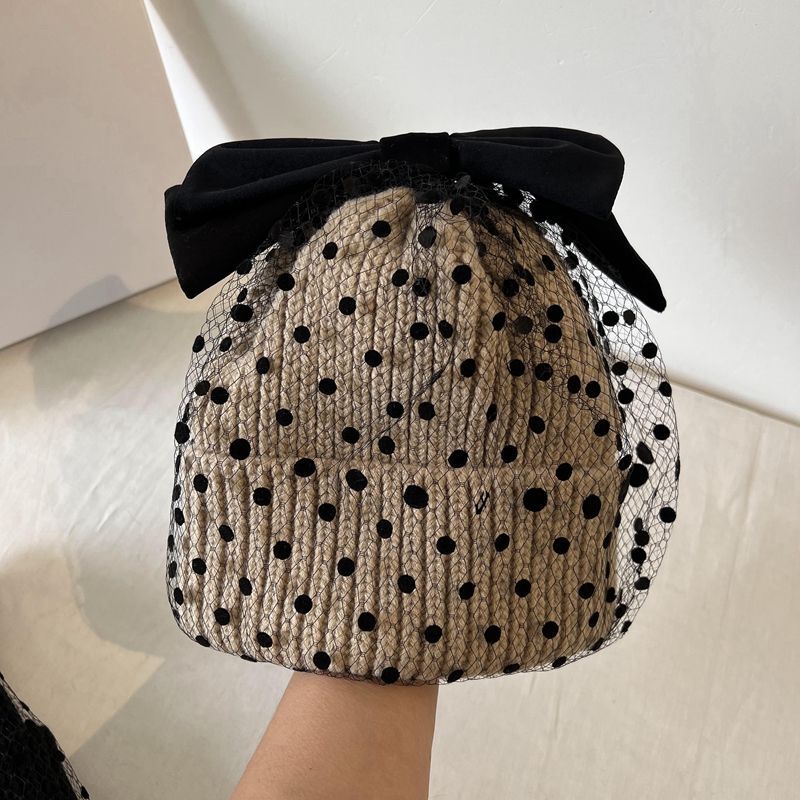 毛线帽毛线帽女蝴蝶结