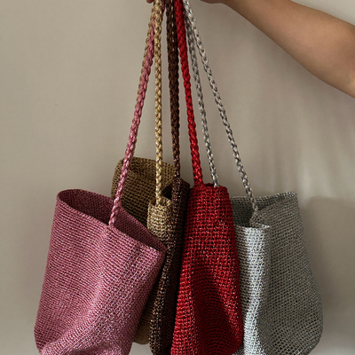 手工银色蓝色金色单肩包手提包小众设计师款棕色粉色绿色