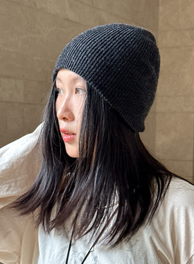 羊毛白色咖色包头包保暖简约英伦风秋冬款款短款堆堆帽冷帽套头帽