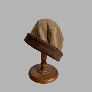 撞色款户外帽低调包头帽秋冬帽子日系男女款加厚保暖地主帽堆堆帽