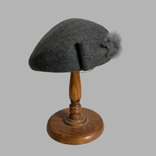 秋冬羊毛呢定型贝雷帽小礼帽精致千金大小姐风兔毛蝴蝶结日系女士