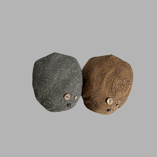 新国风秋季灰色卡其色时髦帽子潮手工刺绣鸭舌帽前进帽女士复古