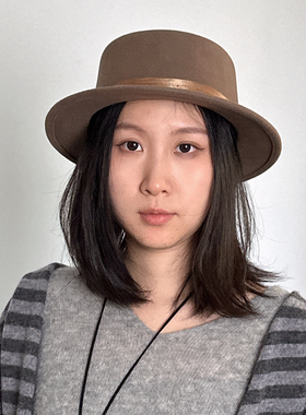 新国风名媛帽平顶毡帽羊毛冬女优雅精致定型礼帽金丝麻高级感紫色