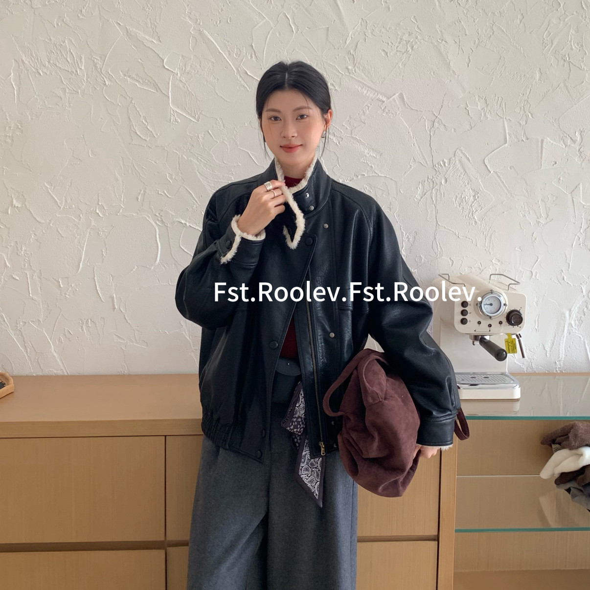 FST-冬上新韩系明星同款加绒皮衣(无配件)6535