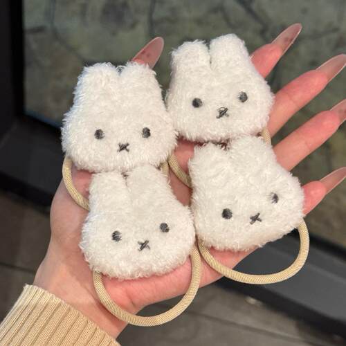 自制奶呼呼米菲兔毛绒马尾发圈