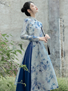 新中式 奥黛旗袍茶服仙女禅意日常古琴汉服小个子茶艺师工作服套装