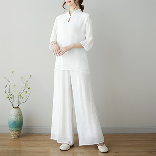 居士服女款中式茶服棉麻盘扣上衣修行禅服佛系禅意素衣打坐套装