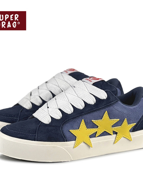 超拽SUPERDRAG 夏季新款翻毛皮拼接复古星星板鞋男女街头休闲鞋子
