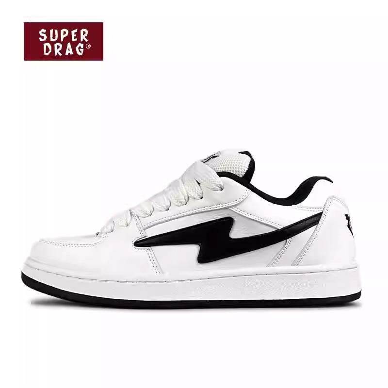 超拽SUPERDRAG 闪电面包鞋校园百搭黑白休闲低帮板鞋日系复古板鞋