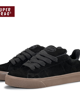 超拽SUPERDRAG复古豹纹低帮板鞋男女ins潮翻毛皮百搭情侣休闲鞋子