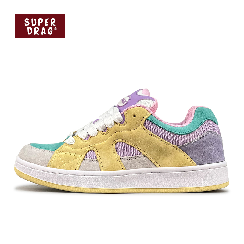 马卡龙撞色翻毛皮面包鞋