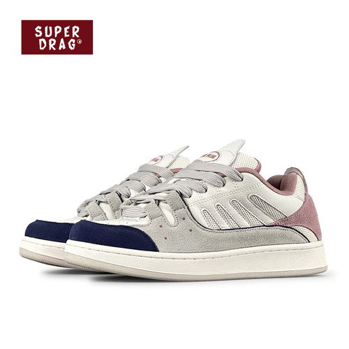 原创设计白桃撞色复古面包鞋