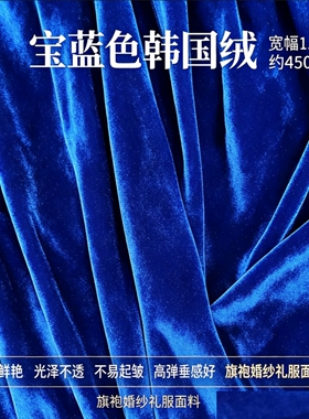 宝蓝色韩国绒弹力丝绒布料
