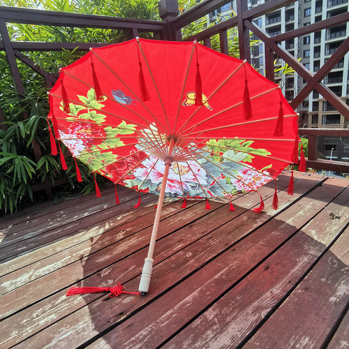 QIANXI牡丹盛宴走秀伞带流苏边款