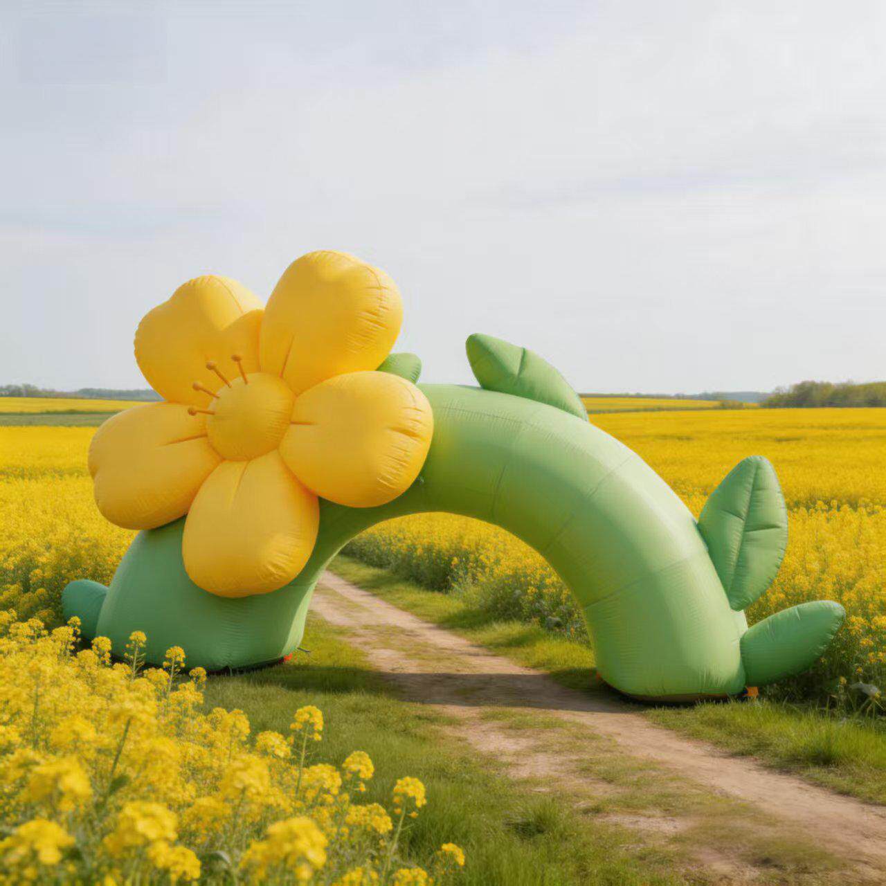 萌趣马年油菜花气模拱门卡通充气模型户外花朵迎宾门商场广场美陈