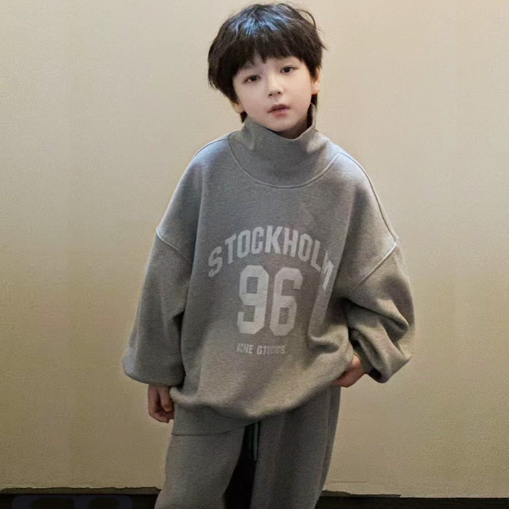 冬男女童高领加绒保暖卫衣打底衫