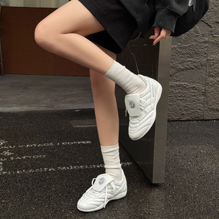 翻盖德训鞋 5CM内增高女鞋 百搭休闲运动小白鞋 2025新款 女潮 赛车鞋