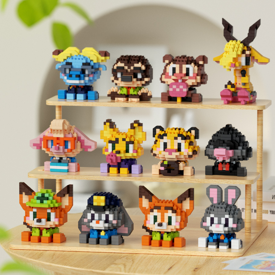 【批发代发】动物城赤狐棉尾兔卡通公仔拼装积木兼容高礼物跨境