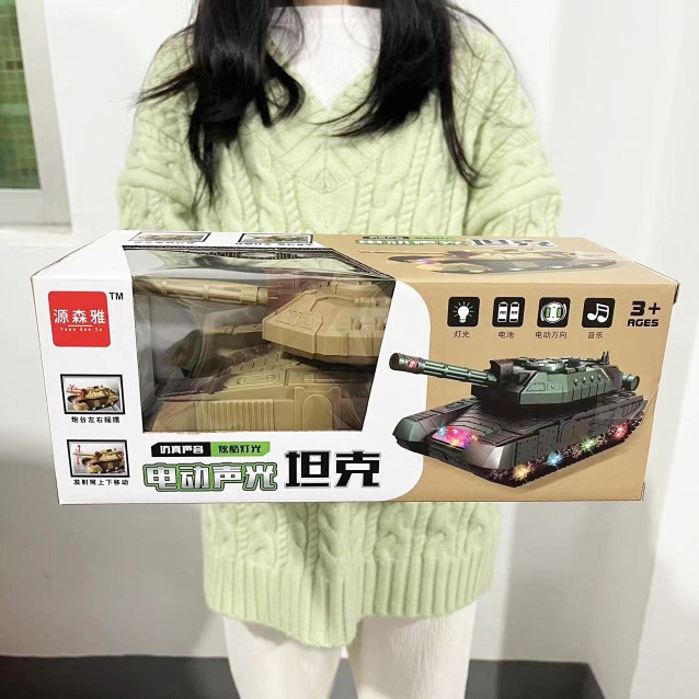 新款儿童电动万向坦克飞机玩具 灯光音效360°旋转军事模型玩具车