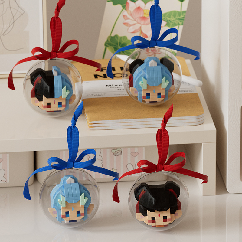 【批发代发】那吒傲丙神话小挂球积木兼容高儿童益智摆件礼物