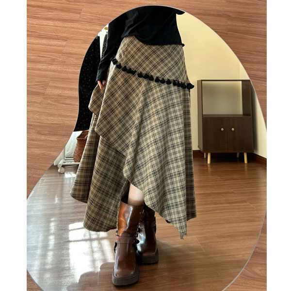 美拉德不规则格子半身裙女秋冬季大码胖mm显瘦a字梨形伯克利裙子,女装/女士精品,大码半身裙,淘宝优惠券,粉丝福利购,淘宝优惠卷