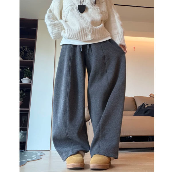 梨型身材弯刀阔腿裤女秋冬新款大码胖mm宽松显瘦慵懒风休闲加绒裤,女装/女士精品,大码裤装,淘宝优惠券,粉丝福利购,淘宝优惠卷