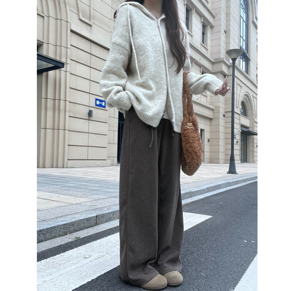 慵懒咖色糯米裤女秋冬加绒2025新款运动裤大码胖mm显瘦垂感休闲裤