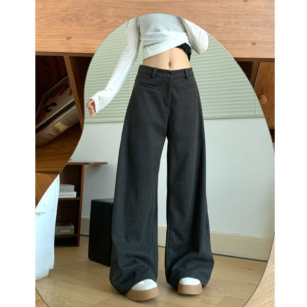灰色加厚毛呢休闲裤女2026新款流行爆款高级垂感窄版直筒阔腿裤子,女装/女士精品,大码裤装,淘宝优惠券,粉丝福利购,淘宝优惠卷