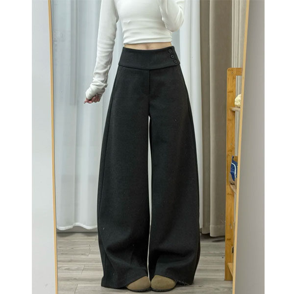 加绒加厚毛呢阔腿裤女大码胖mm2026新款侧纽扣设计百搭西装休闲裤,女装/女士精品,大码裤装,淘宝优惠券,粉丝福利购,淘宝优惠卷