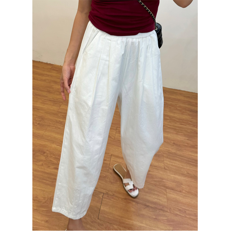 夏季新款大码女装慵懒白色奶奶裤胖妹妹mm宽松显瘦休闲萝卜阔腿裤