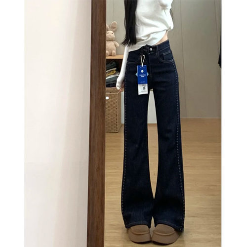 梨形身材冬季加绒微喇牛仔裤女2026新款流行爆款不贴腿弹力喇叭裤