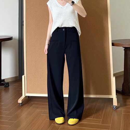 黑色西装阔腿裤女夏季薄款