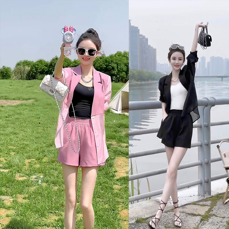 休闲宽松气质防晒上衣短裤百搭女