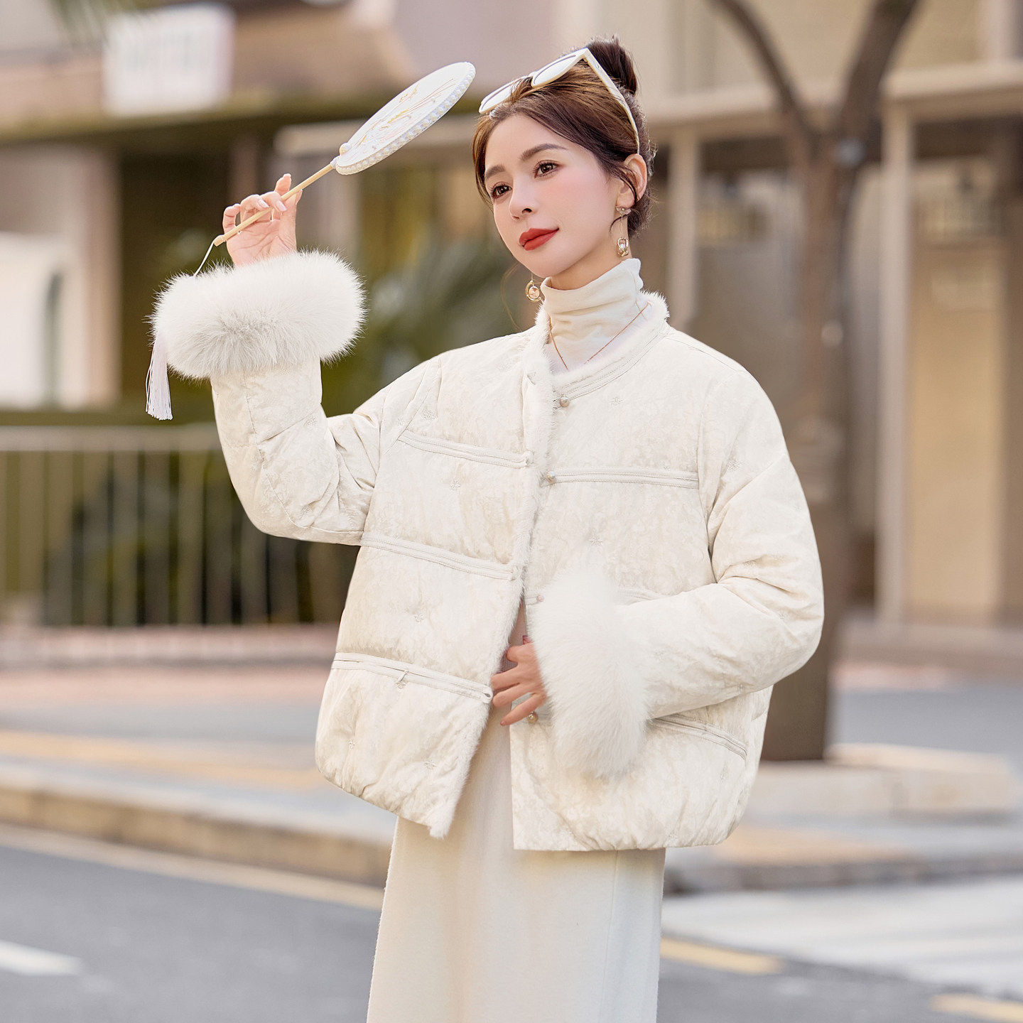 2026年冬季新款中式国风狐狸毛羽绒服女立领加厚保暖轻奢短款外套,女装/女士精品,羽绒服,淘宝优惠券,粉丝福利购,淘宝优惠卷