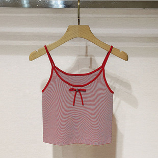 深圳南油2026春女装 XSJ1N031显瘦条纹吊带蝴蝶结针织上衣S260124