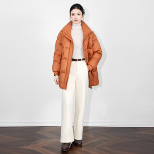 2025深圳南油90白鸭绒立领时尚气质加厚保暖中长款羽绒服女冬外套