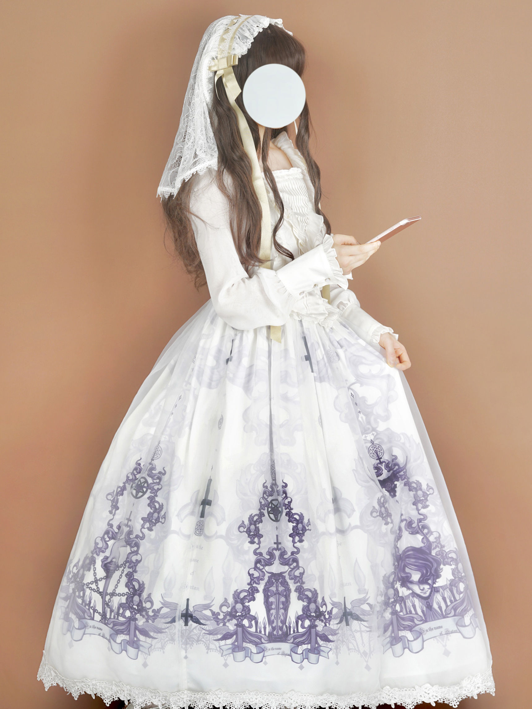 AC 丨展示丨以撒旦之名op 原创lolita哥特十字架雪纺印花女连衣裙