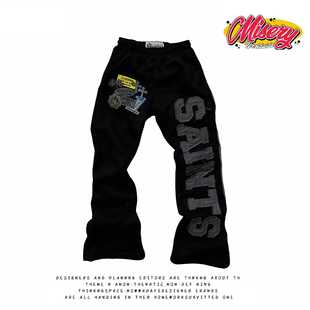 hoodie 街头休闲长裤 美式 男女同款 嘻哈风复古字母印花运动裤 y2k