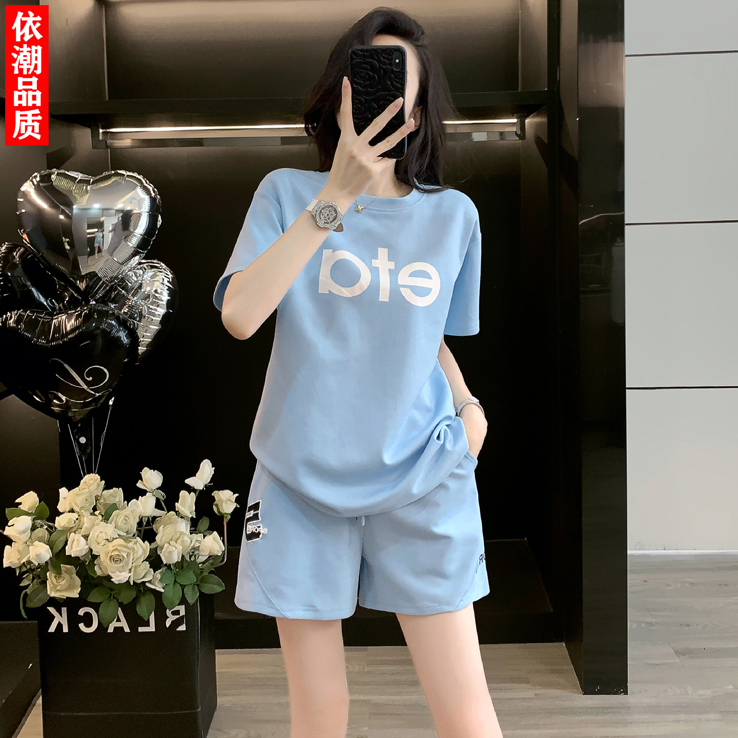 跑步健身短袖短裤休闲运动套装女