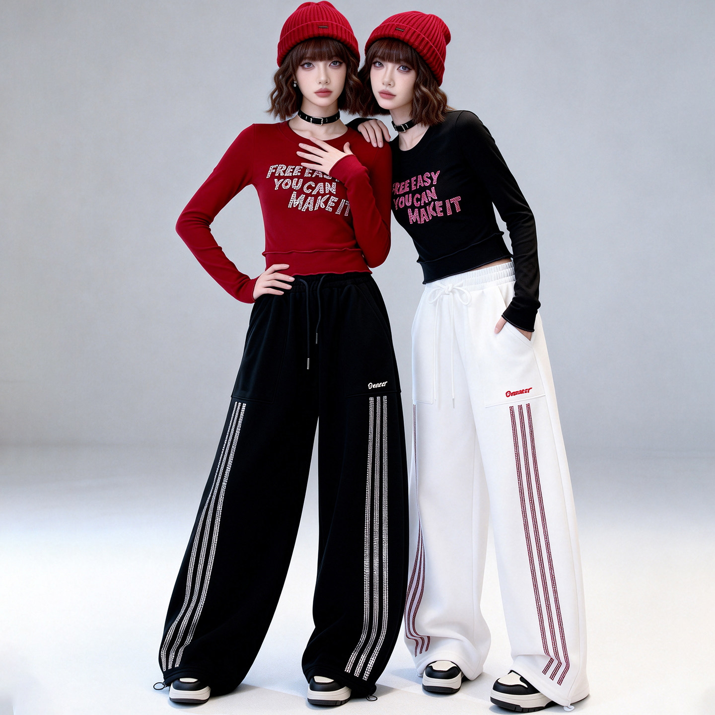 潮酷炸街广场舞运动套装女2026春秋女团跳舞演出阔腿弯刀裤两件套,运动/瑜伽/健身/球迷用品,广场舞套装,淘宝优惠券,粉丝福利购,淘宝优惠卷