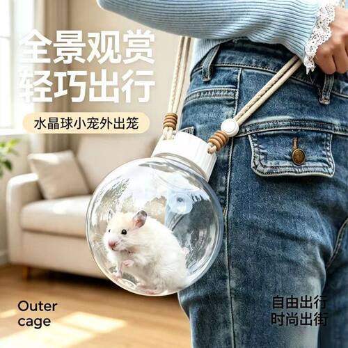 新款便携式仓鼠外带笼户外单肩手提透气小宠包金丝熊外出透明笼子