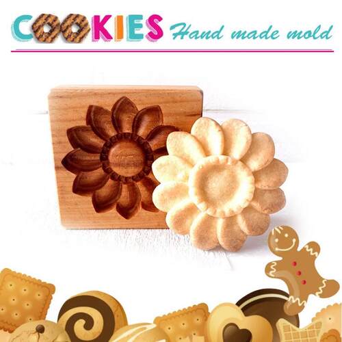 爆款Cookie Mold Cutter榉木曲奇脆饼幼儿园家用烘培木质饼干模具