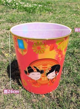 爆款套圈塑料高凳子夜市摆地摊西瓜水果凳红色喜庆金边垃圾桶装圈