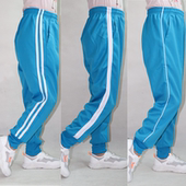 秋冬季 天蓝色束脚一道白杠男女中小学生紧囗二条杠保暖运动校服裤