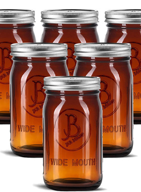 【梅森生活家】加拿大JAR BASS梅森罐32oz宽口原色玻璃茶色密封罐