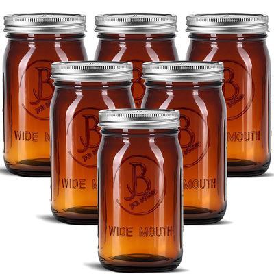 【梅森生活家】加拿大JAR BASS梅森罐32oz宽口原色玻璃茶色密封罐