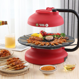 锅圈无油烟烧烤锅家用3D红外线加热无油烟家庭烧烤神器一体