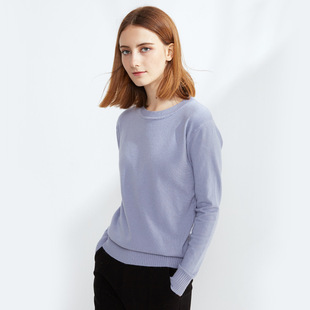 新款毛衣女套头圆领针织衫打底纯色春秋冬蓝色黑色白色粉色红色