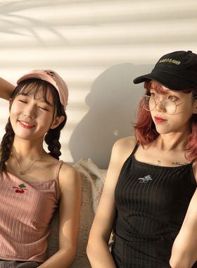 三分音符摇滚乐队CHERRY BOMB樱桃炸弹吊带粉色黑色牛油果绿条纹